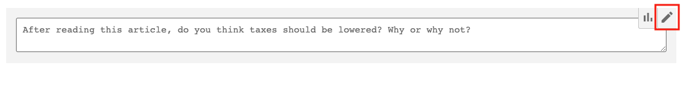 Edit an existing discussion using the pencil icon on the top right. The pencil icon is outlined in red. 