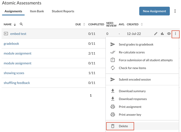 Deleting Assignments