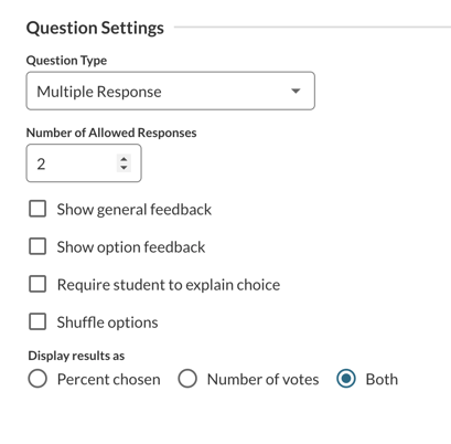  Multiple Response Question Settings