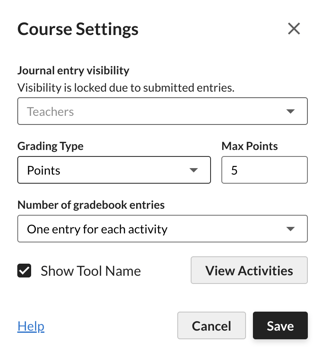 Setting a Journal Entry to Points