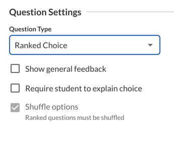 Ranked Choice Question Settings