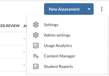 Assessment manager more options button