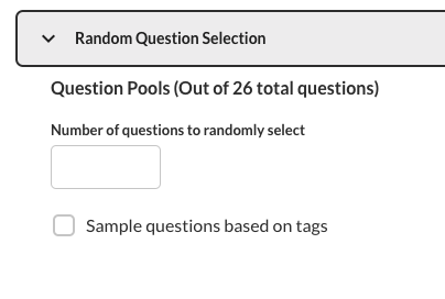 Random Question Selection Settings