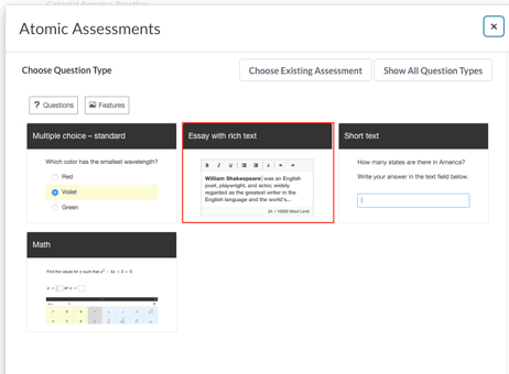 Choose the essay question type