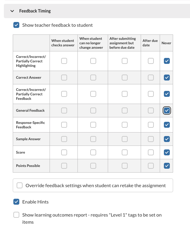 Feedback timing