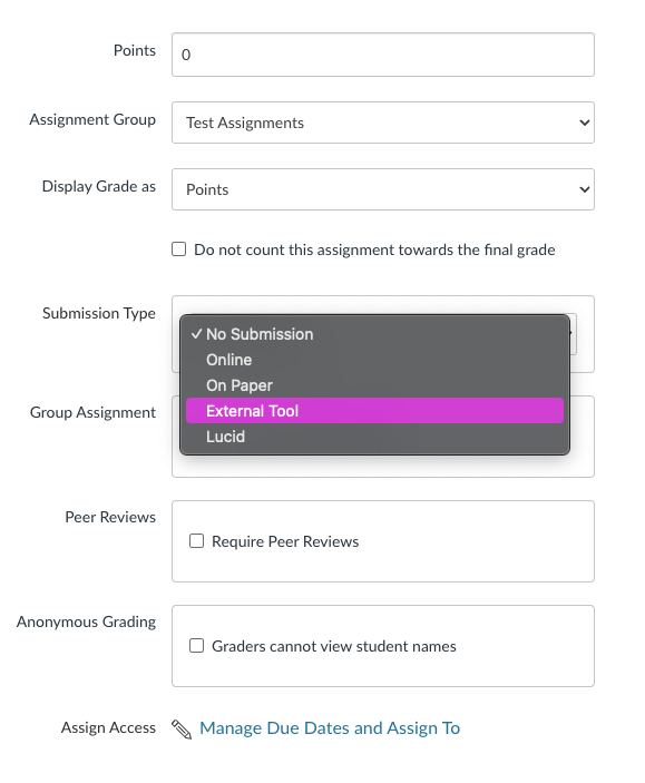 External Tool Submission Type