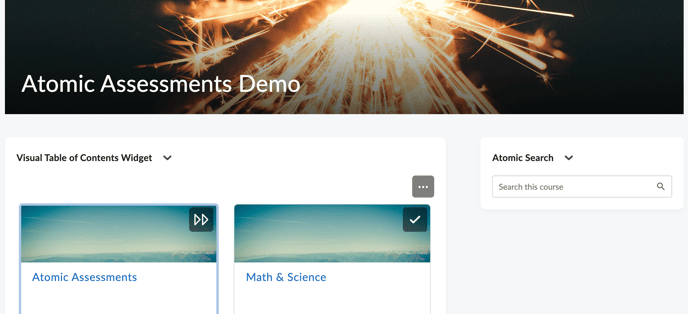 Atomic Search at the top right of the Course Home page in D2L