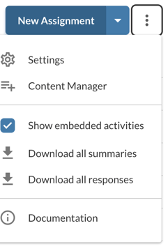 The Atomic Assessments upper-right three-dot menu where the user can select the Content Manager