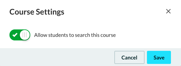 Course settings to toggle student searching